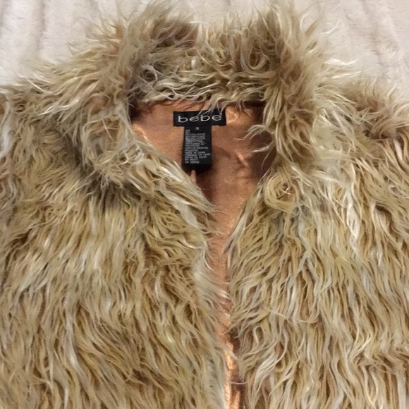 Faux fur vest bebe hippy boho inner metallic vest - Picture 2 of 4